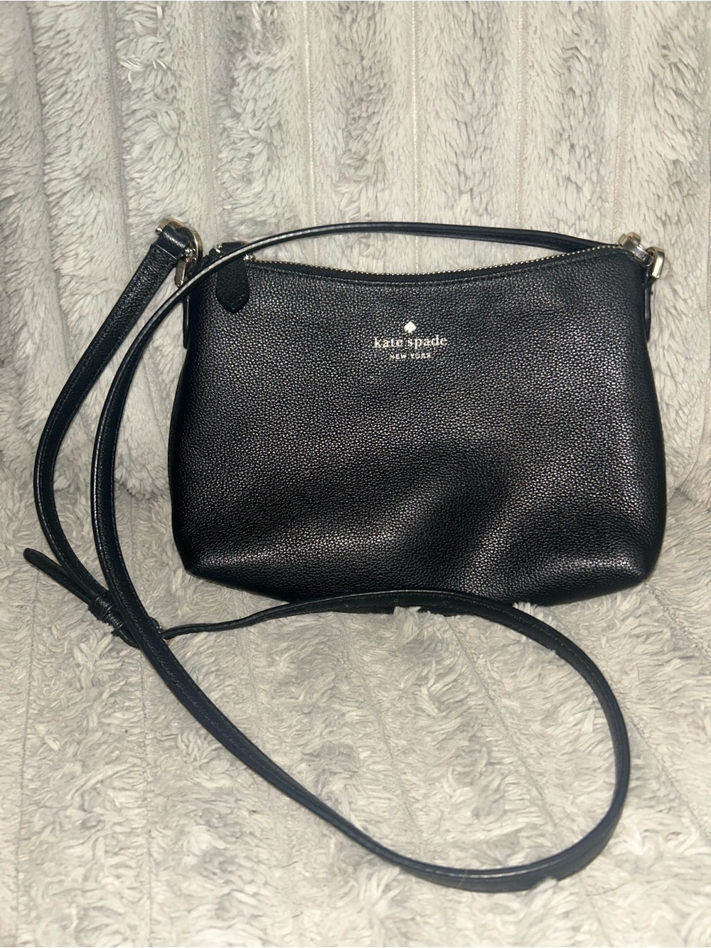 Kate Spade Black Pebbled Leather Crossbody Bag Gold Hardware